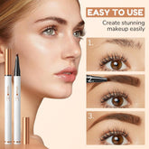 2024 New Magic Eyebrow Pencil, Eyebrow Pencil, 3D Waterproof Microblading Eyebrow Pencil Contouring Pen, 4 Tipped Precise Brow Pen, Natural Fine Stroke Microblading Eyebrow Pencil (Dark Brown)